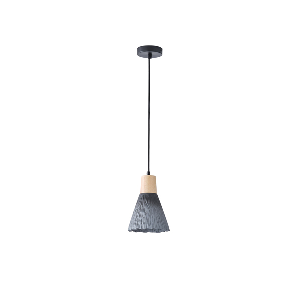 LÁMPARA COLGANTE CAUCHO MADERA Y HORMIGÓN 1xΕ27 MÁX.15W 160x160x220mm NEGRO ARTE ILLUMINA GESSO