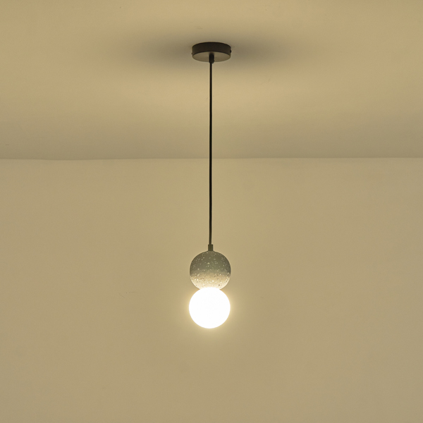LÁMPARA COLGANTE DE HORMIGÓN Y VIDRIO G9 MAX 15W 100x100x210mm NEGRO ARTE ILLUMINA SALPICO