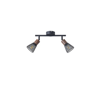 FOCO NEGRO CON ACABADO MADERA PANTALLA DE MALLA 2xE14 MÁX. 7W 255x80x145mm ARTE ILLUMINA MESHY