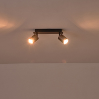 FOCO ALUMINIO GRIS 2 LUCES 2xGU10 250x80x120mm ARTE ILLUMINA LUXY