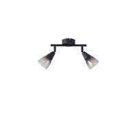 FOCO METALIZADO CON CRISTAL AHUMADO 2 LUCES 2xE14 MAX 7W 220x80x165mm ARTE ILLUMINA CLASSY