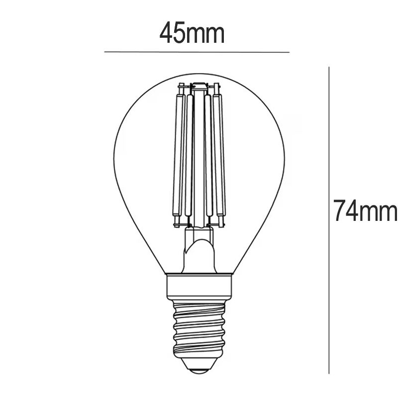 BOMBILLA LED G45 FILAMENTO CRUZADO 4.5W E14 220-240V