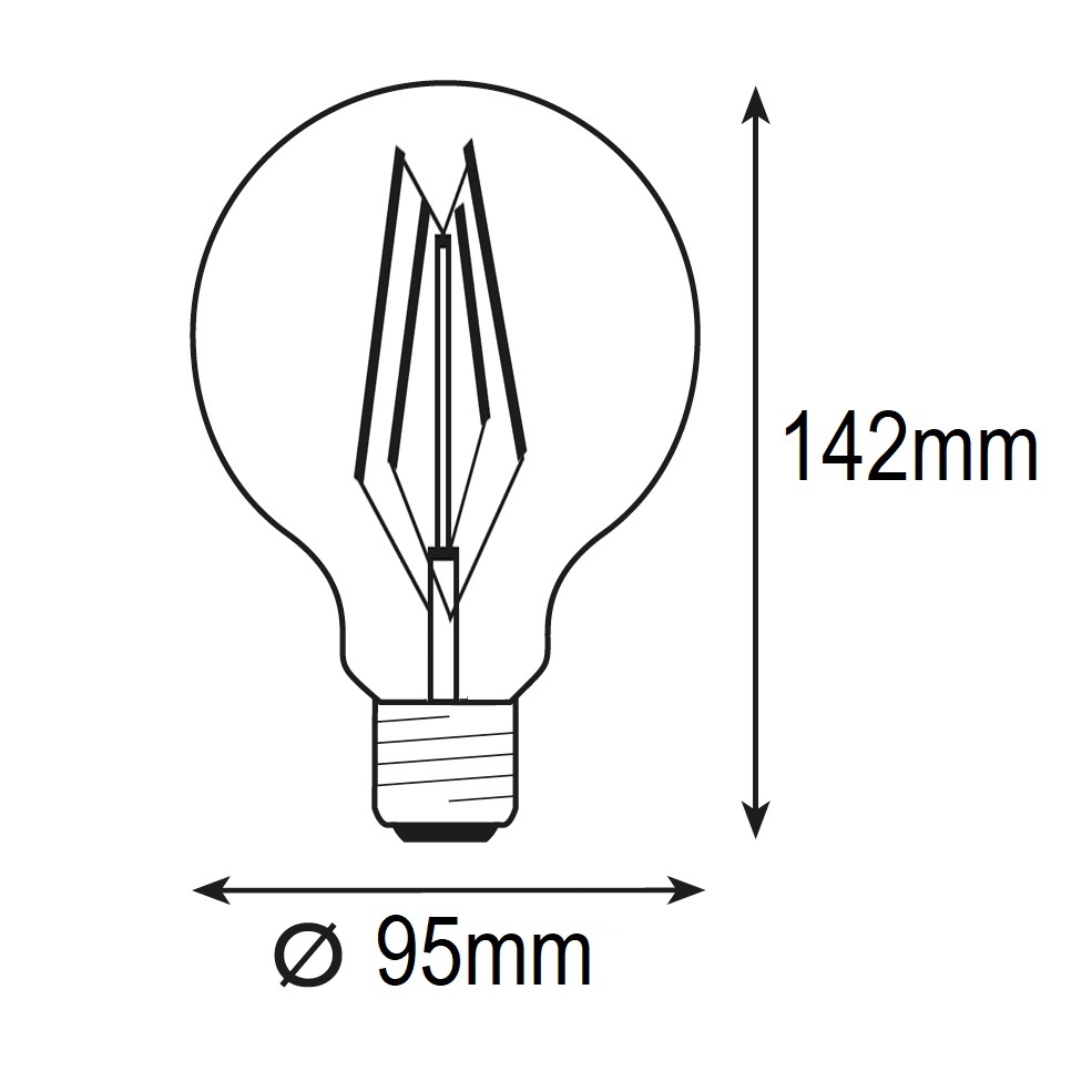 BOMBILLA LED GLOBO G95 FILAMENTO CRUZADO 11W E27 3000K 220-240V