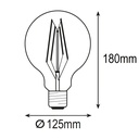 BOMBILLA LED GLOBO G125 FILAMENTO CRUZADO 8W E27 3000K 220-240V