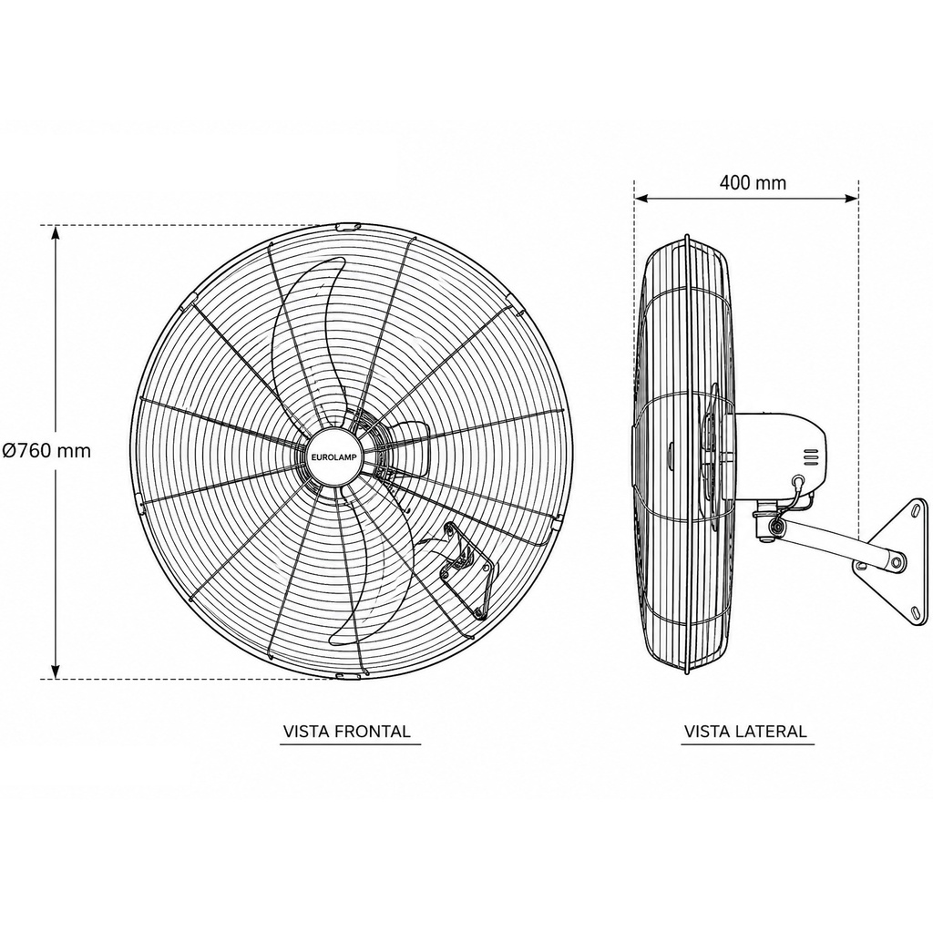VENTILADOR INDUSTRIAL METAL NEGRO Ø81 200W C/MANDO