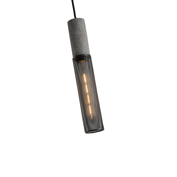 LÁMPARA DE TECHO COLGANTE DE HORMIGÓN Y HIERRO 1xΕ27 655x655x380mm NEGRO ARTE ILLUMINA SCOURO