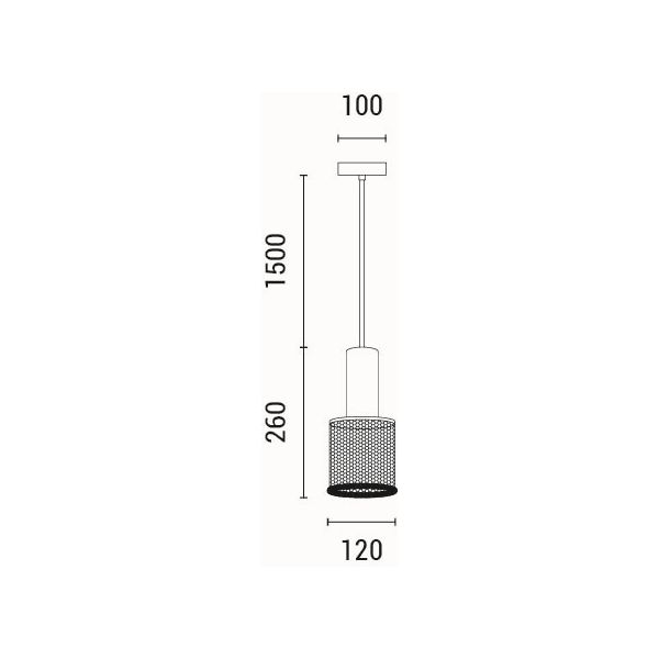 LÁMPARA DE TECHO COLGANTE DE HORMIGÓN Y HIERRO 1xE27 120x120x260mm NEGRO ARTE ILLUMINA SCOURO