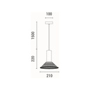 LÁMPARA DE TECHO COLGANTE DE HORMIGÓN Y HIERRO 1xΕ27 120x120x260 mm NEGRO ARTE ILLUMINA SCOURO