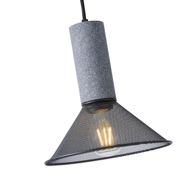 LÁMPARA DE TECHO COLGANTE DE HORMIGÓN Y HIERRO 1xΕ27 120x120x260 mm NEGRO ARTE ILLUMINA SCOURO