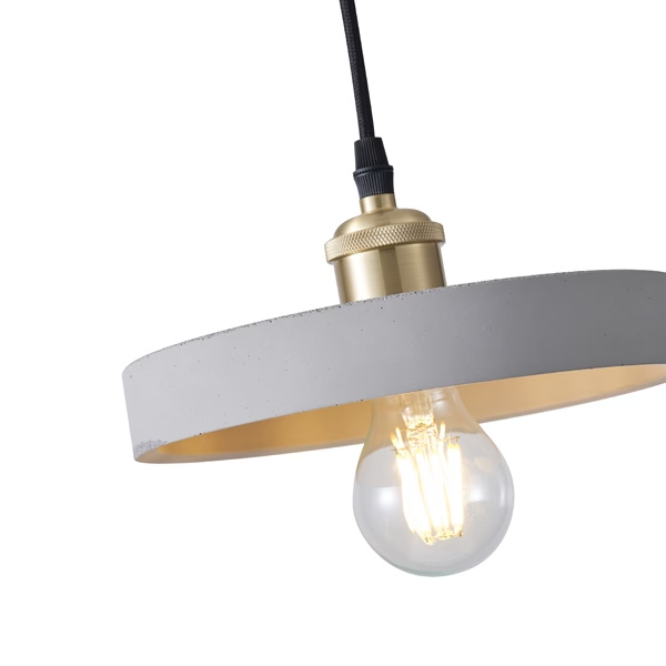 LÁMPARA DE TECHO COLGANTE DE HORMIGÓN Y HIERRO 1xΕ27 210x210x75 mm GRIS ARTE ILLUMINA YESO