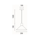 LÁMPARA DE TECHO COLGANTE CAUCHO MADERA Y HORMIGÓN 1xE27 Ø250X1680mm ARTE ILLUMINA GESSO