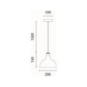 LÁMPARA DE TECHO COLGANTE DE HORMIGÓN Y METAL 1xE27 Ø200x1660 mm ARTE ILLUMINA SPLASHED