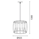 LÁMPARA COLGANTE METAL  1xE27 MÁX. 15W 425x425x1300mm NEGRO ARTE ILLUMINA CROWN