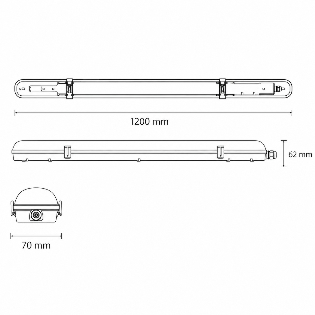 PANTALLA ESTANCA 1,20m 36W LED IP65 3CCT PRO