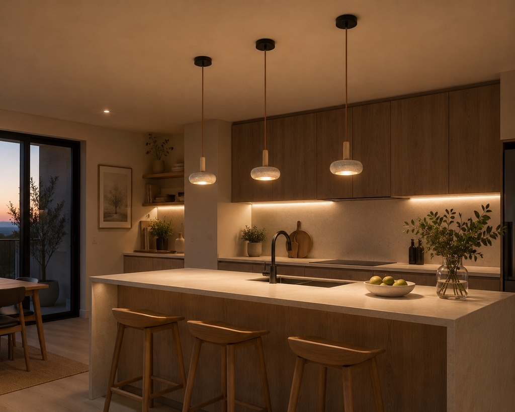 LÁMPARA DE TECHO COLGANTE TRAVERTINE LED 5W Ø150x1800 ARTE ILLUMINA LITO