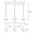 LÁMPARA DE TECHO COLGANTE TRAVERTINE LED 3x5W Ø710x1800 ARTE ILLUMINA LITO