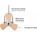 VENTL TECHO FINO 3 ASPAS MADERA CROMADO DIRECCION VIENTO AJUSTABLE