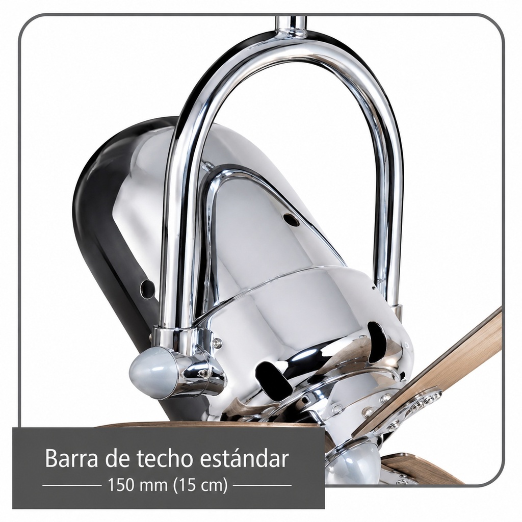 VENTL TECHO FINO 3 ASPAS MADERA CROMADO DIRECCION VIENTO AJUSTABLE