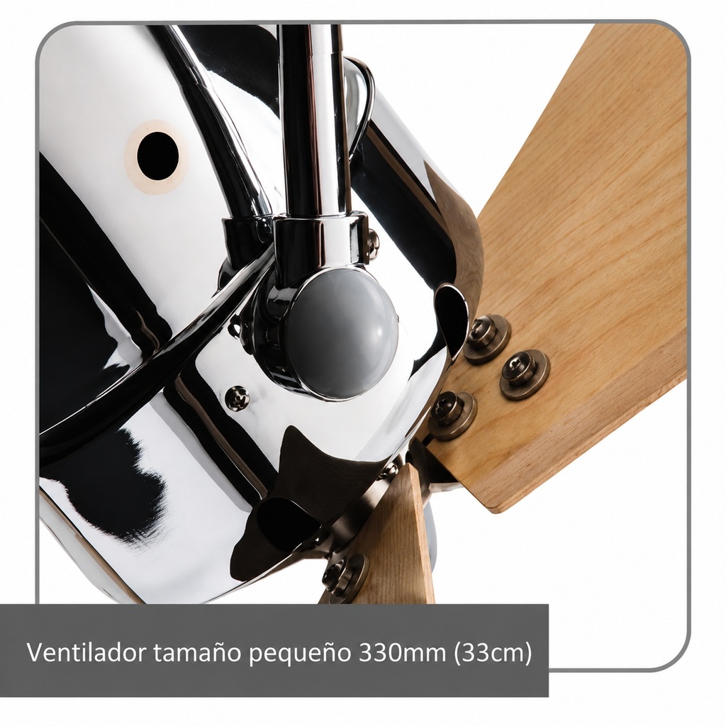 VENTL TECHO FINO 3 ASPAS MADERA CROMADO DIRECCION VIENTO AJUSTABLE