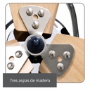 VENTL TECHO FINO 3 ASPAS MADERA CROMADO DIRECCION VIENTO AJUSTABLE