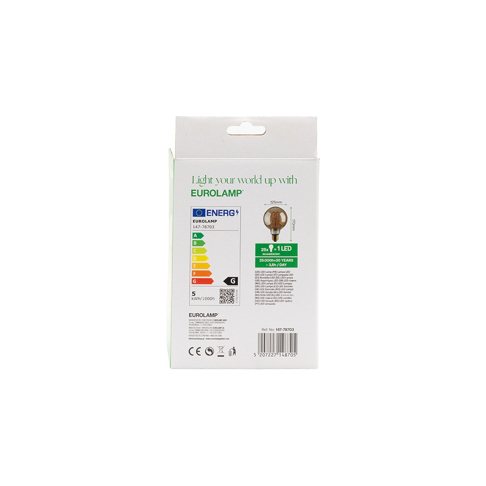 BOMBILLA E27 G125 DECOR LED 5W 2000K 220-240V (OLD. REF. E.147-81807)