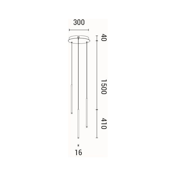 LÁMPARA COLGANTE ALUMINIO LED 6W 360lm 3000K Ø300x1500mm NEGRO ARTE ILLUMINA CASCADE