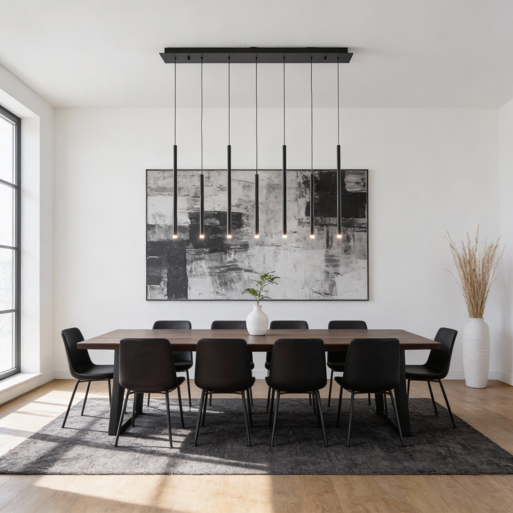 LÁMPARA DE TECHO COLGANTE ALUMINIO LED 16W 960lm 3000K 940x1500x130mm NEGRO ARTE ILLUMINA CASCADE
