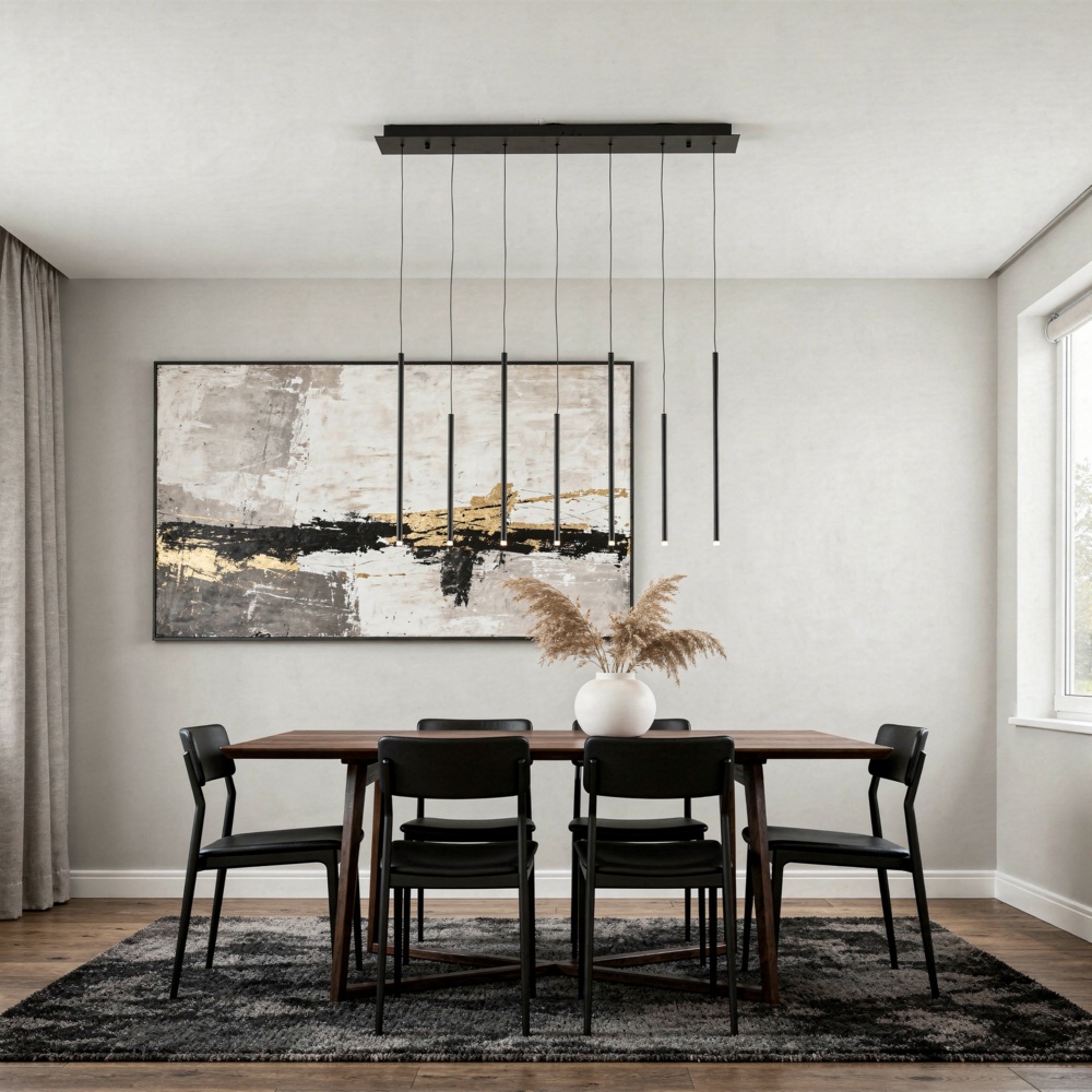 LÁMPARA DE TECHO COLGANTE ALUMINIO LED 16W 960lm 3000K 940x1500x130mm NEGRO ARTE ILLUMINA CASCADE