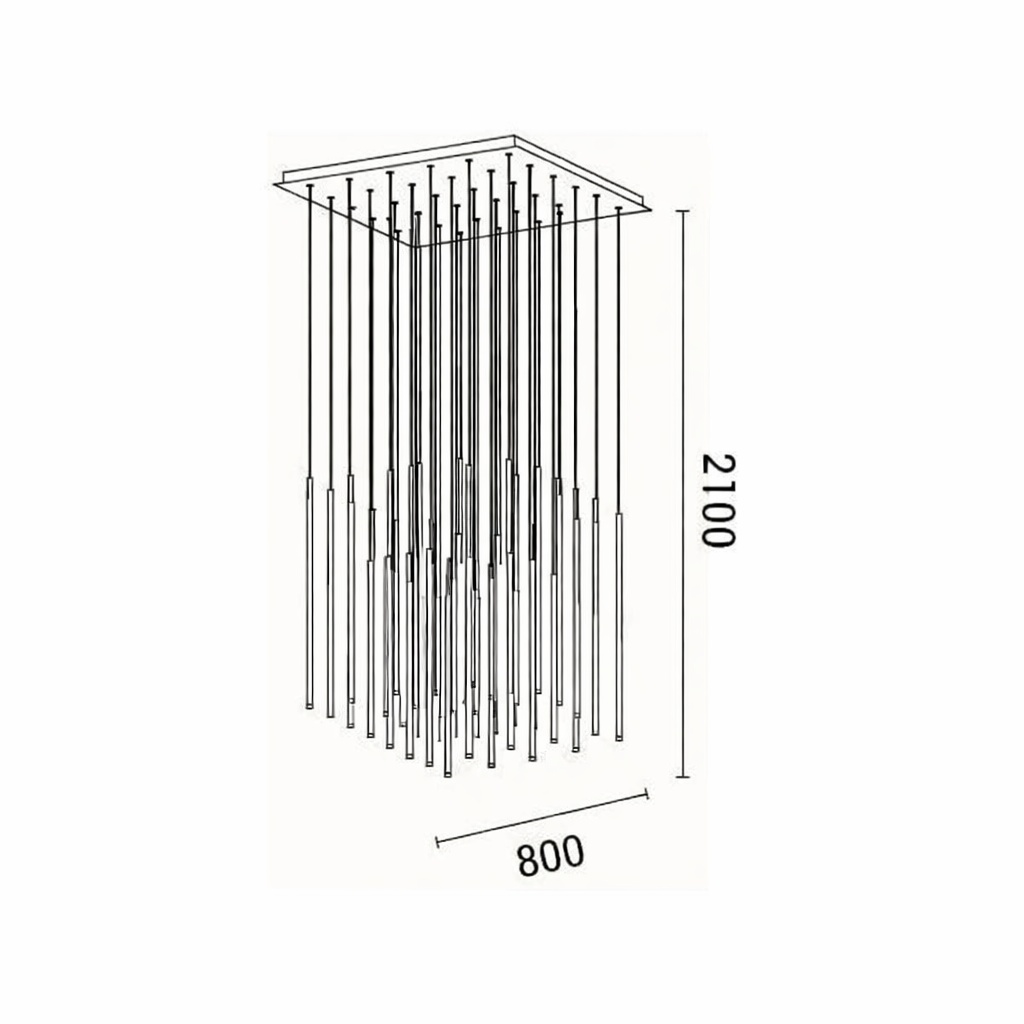 LÁMPARA DE TECHO COLGANTE ALUMINIO LED 72W 4320lm 3000K 800x1500mm NEGRO ARTE ILLUMINA CASCADE