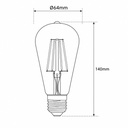 BOMBILLA LED ST64 FILAMENTO 10W E27 2400K 220-240V ORO VIDRIO REGULABLE EUROLAMP
