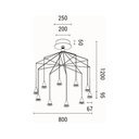 LÁMPARA COLGANTE LED 50W 3000lm 3000K Ø800x1200mm NEGRO ARTE ILLUMINA CAMPANELLE