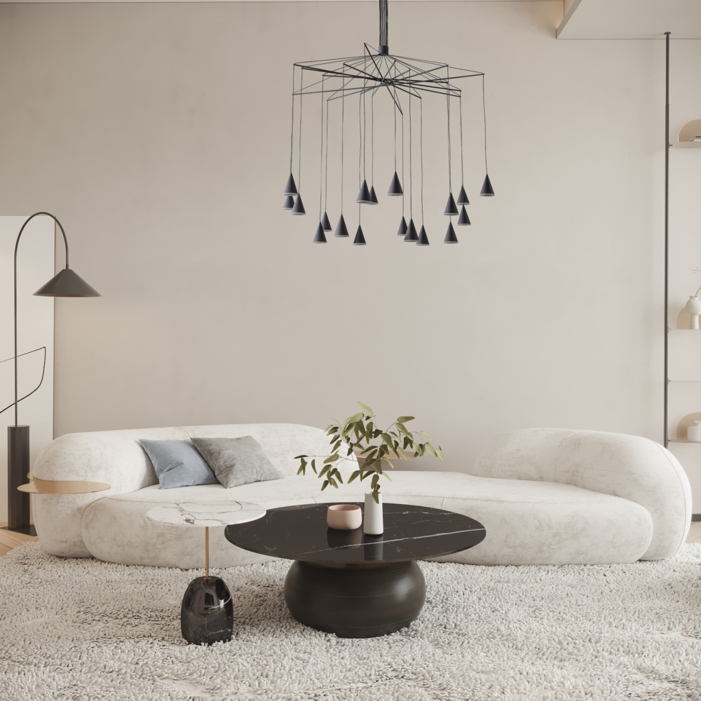 LÁMPARA COLGANTE LED 90W 5400lm 3000K Ø1000x1200mm NEGRO ARTE ILLUMINA CAMPANELLE