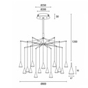 LÁMPARA COLGANTE LED 90W 5400lm 3000K Ø1000x1200mm NEGRO ARTE ILLUMINA CAMPANELLE