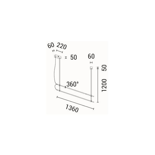 LÁMPARA DE TECHO COLGANTE METAL-CUERO LED 2x20W 2460lm 3000K 1400x60x1200mm NEGRO ARTE ILLUMINA LINEA