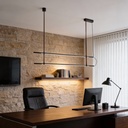 LÁMPARA DE TECHO COLGANTE METAL-CUERO LED 2x20W 2460lm 3000K 1400x60x1200mm NEGRO ARTE ILLUMINA LINEA