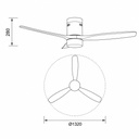 VENTILADOR DECORATIVO 3 PALAS MARRONES CON ALTAVOZ BLUETOOTH, LUZ LED Y MANDO Ø132 MOTOR DC 40W
