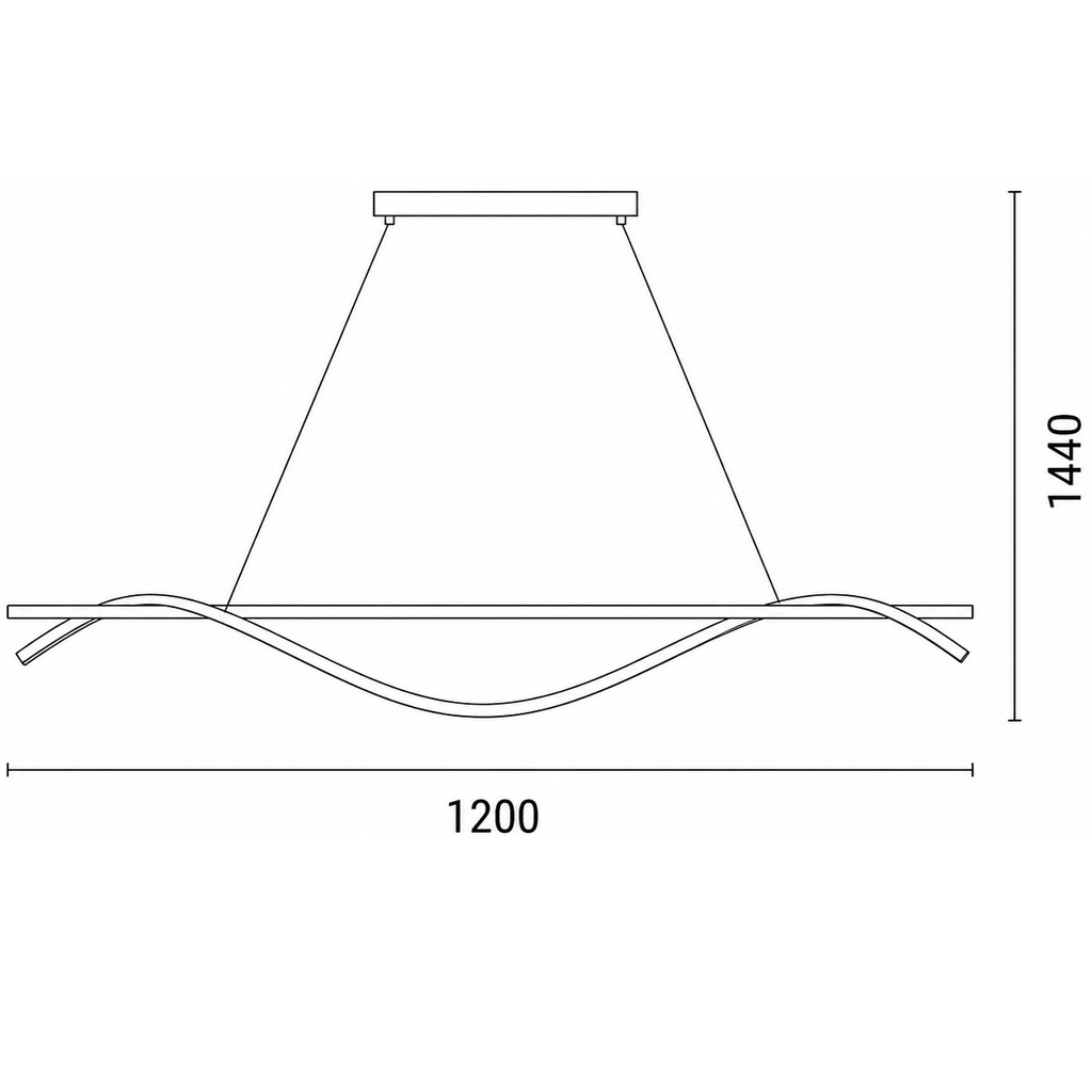 LÁMPARA DE TECHO COLGANTE ALUMINIO / SILICONE LED 12W 780Lm 3000K 1200x1400mm NEGRO ARTE ILLUMINA WAVES