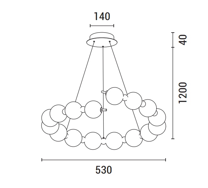 LÁMPARA DE TECHO COLGANTE METÁLICAS LED 20W 1560lm 3000K 530x150mm LATÓN-BLANCO OPAL ARTE ILLUMINA TREA