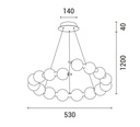 LÁMPARA DE TECHO COLGANTE METÁLICAS LED 20W 1560lm 3000K 530x150mm LATÓN-BLANCO OPAL ARTE ILLUMINA TREA