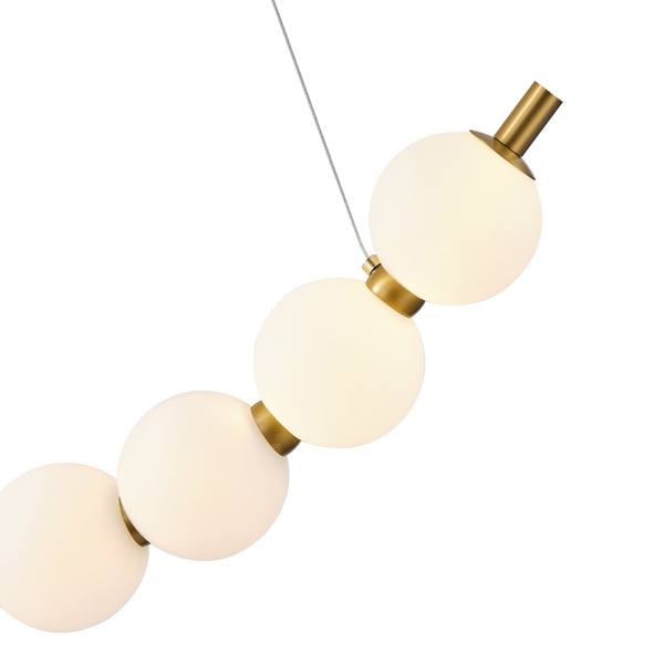 LÁMPARA DE TECHO COLGANTE METAL LED 19W 1170lm 3000K 800x1420mm LATÓN-BLANCO OPAL ARTE ILLUMINA TREA