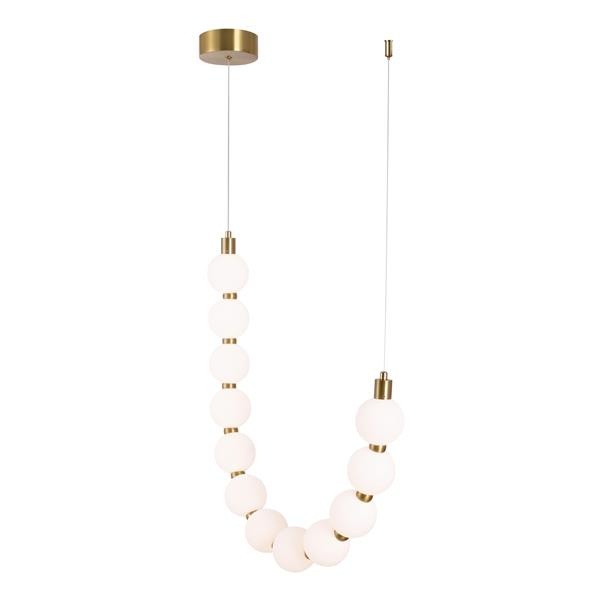 LÁMPARA DE TECHO COLGANTE METAL LED 12W 858lm 3000K 430x1890mm LATÓN-BLANCO OPAL ARTE ILLUMINA TREA