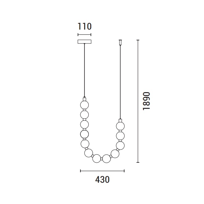 LÁMPARA DE TECHO COLGANTE METAL LED 12W 858lm 3000K 430x1890mm LATÓN-BLANCO OPAL ARTE ILLUMINA TREA