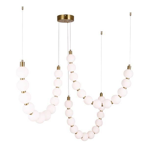 LÁMPARA DE TECHO COLGANTE METAL LED 35W 2730lm 3000K 900×1890mm LATÓN-BLANCO OPAL ARTE ILLUMINA TREA