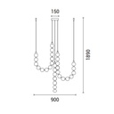 LÁMPARA DE TECHO COLGANTE METAL LED 35W 2730lm 3000K 900×1890mm LATÓN-BLANCO OPAL ARTE ILLUMINA TREA