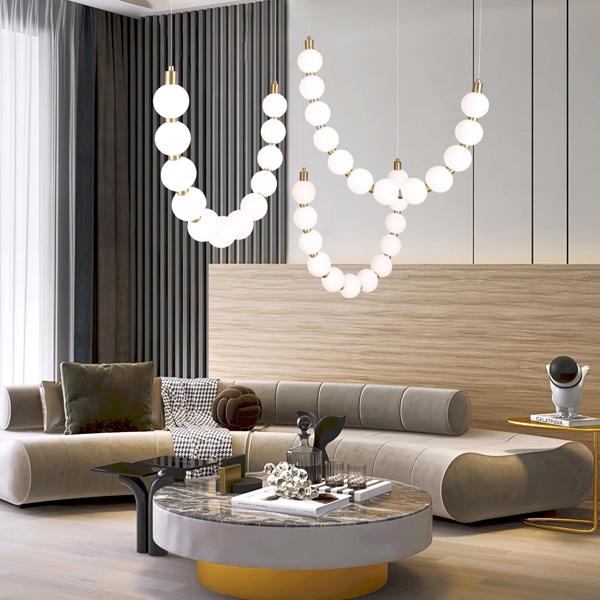 LÁMPARA DE TECHO COLGANTE METAL LED 35W 2730lm 3000K 900×1890mm LATÓN-BLANCO OPAL ARTE ILLUMINA TREA