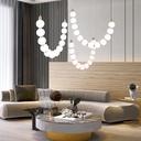 LÁMPARA DE TECHO COLGANTE METAL LED 35W 2730lm 3000K 900×1890mm LATÓN-BLANCO OPAL ARTE ILLUMINA TREA