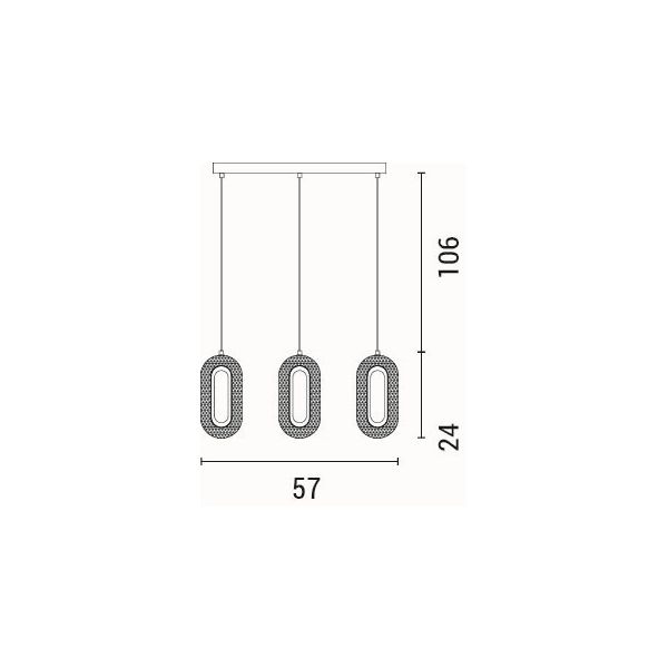 LÁMPARA COLGANTE ALUMINIO 3 LUCES LED 26W 570x1290mm 2254lm 3000K ORO ROSA ARTE ILLUMINA KRIKO