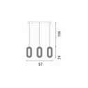 LÁMPARA COLGANTE ALUMINIO 3 LUCES LED 26W 570x1290mm 2254lm 3000K ORO ROSA ARTE ILLUMINA KRIKO