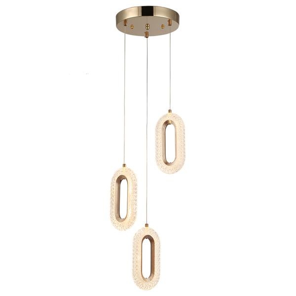 LÁMPARA DE TECHO COLGANTE ROSETA DE ALUMINIO 3 LUCES 26W 2254lm 3000K 310×1300mm ORO ROSA ARTE ILLUMINA KRIKO