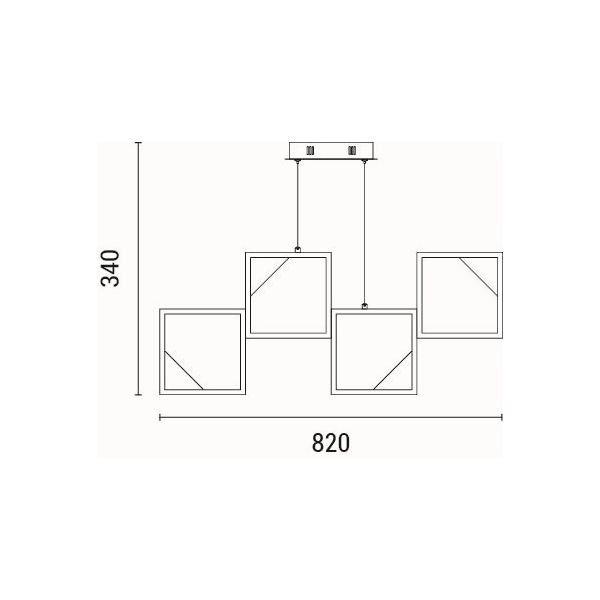 LÁMPARA DE TECHO ALUMINIO LED 36W 850lm 3000K 820x16x1340mm NEGRO ARTE ILLUMINA SQUARE